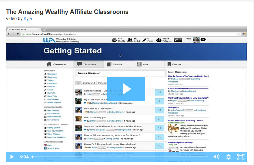 Wealthy Affiliate Classroom Training